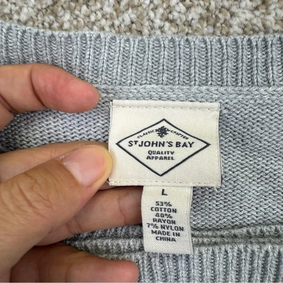 St. John's Bay Gray Knitwear Sweater Pearl Womens Size L - Picture 5 of 15